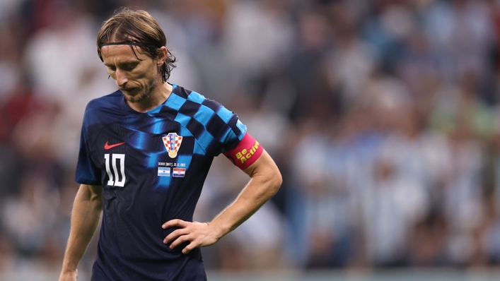 Luka Modric looks dejected during Croatia's World Cup semi-final loss to Argentina