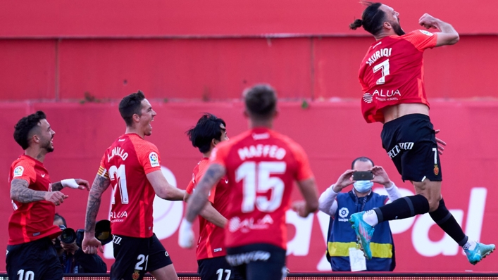 Mallorca celebrate Muriqi's penalty