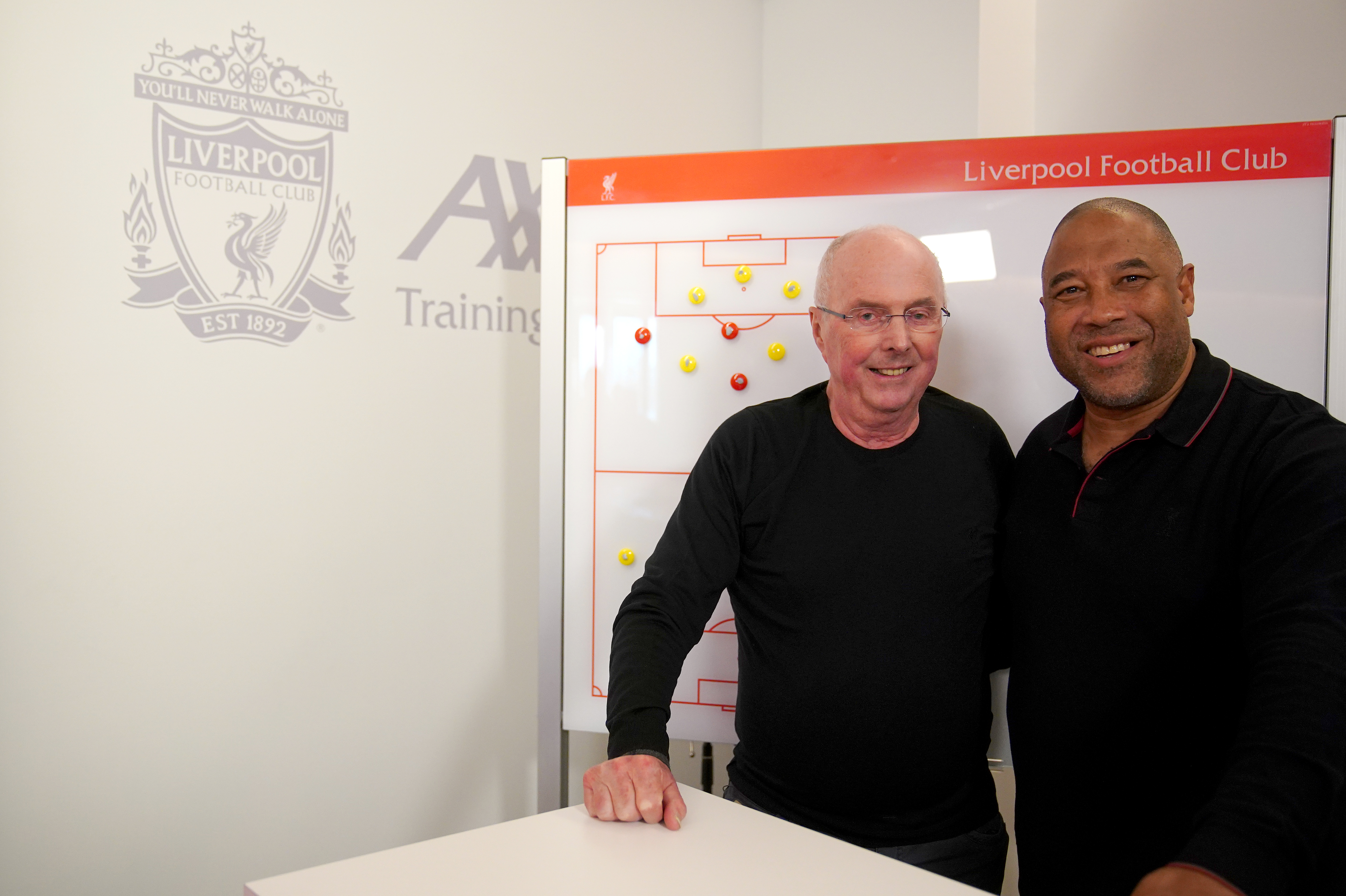 Former England manager Sven-Goran Eriksson (left) with former Liverpool star John Barnes