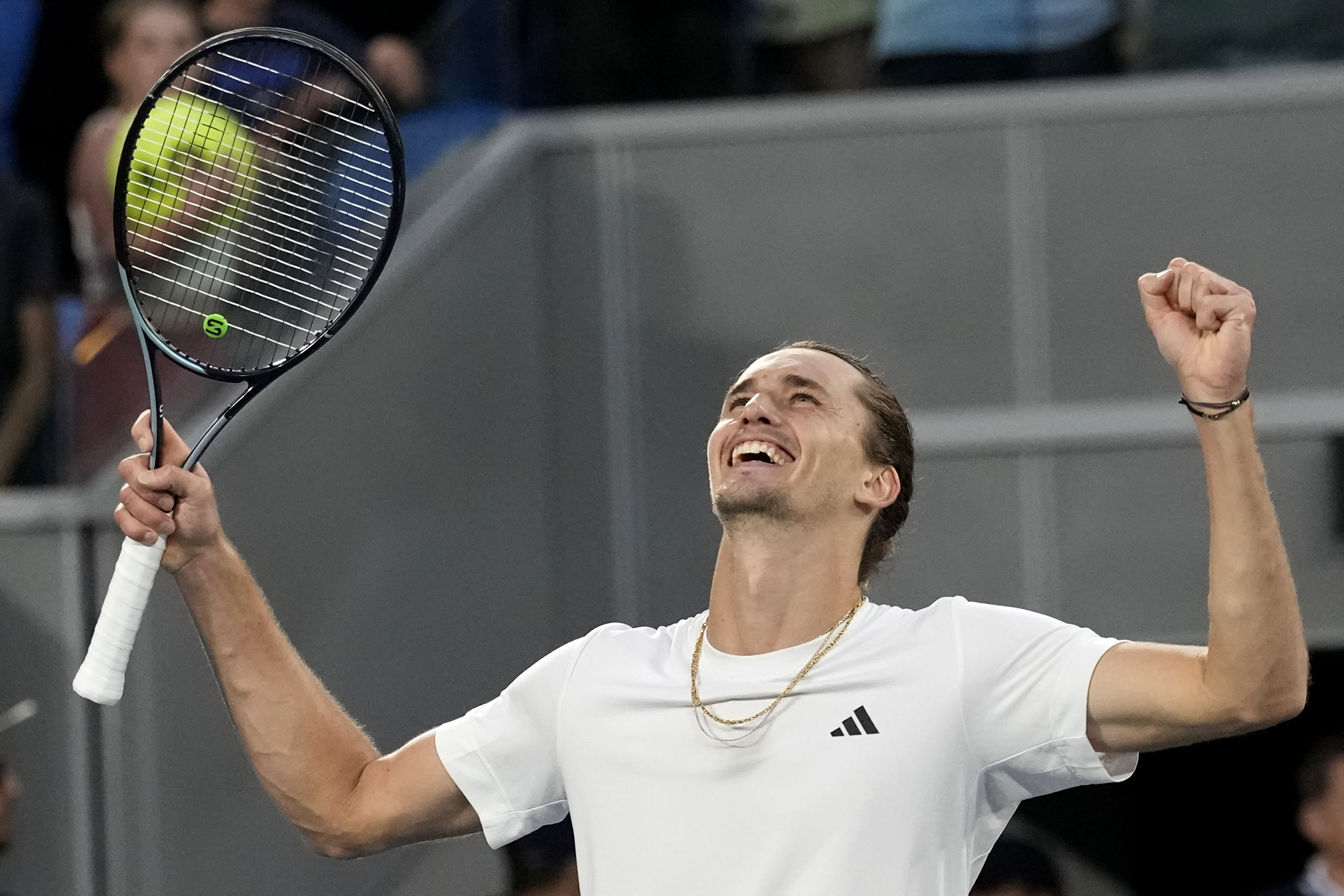 Alexander Zverev looks relieved after clinching victory