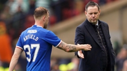 Michael Beale, right, said the departure of Scott Arfield “pulls at the heartstrings” (Andrew Milligan/PA)