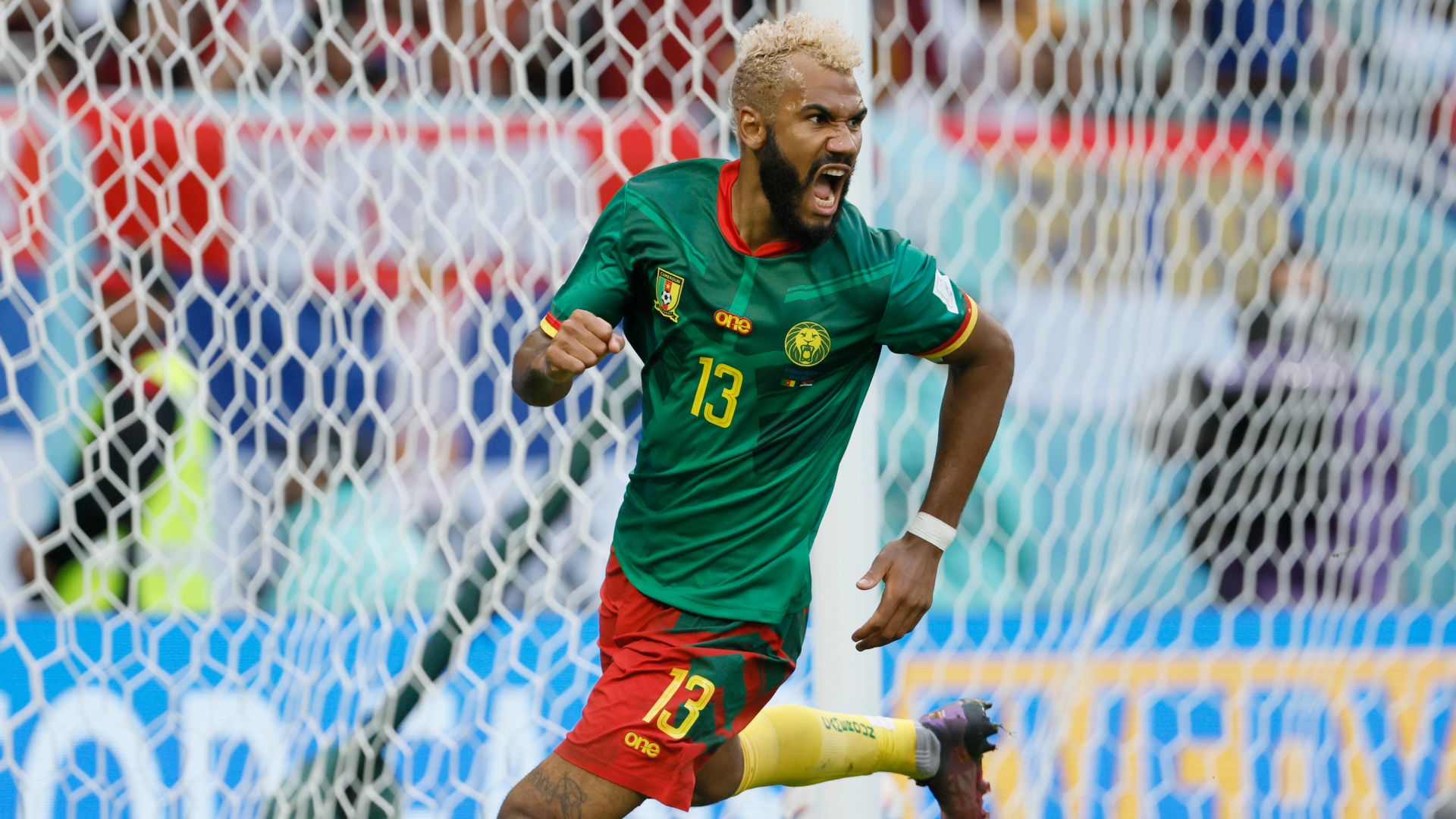 Eric Choupo-Moting celebrates his goal against Serbia