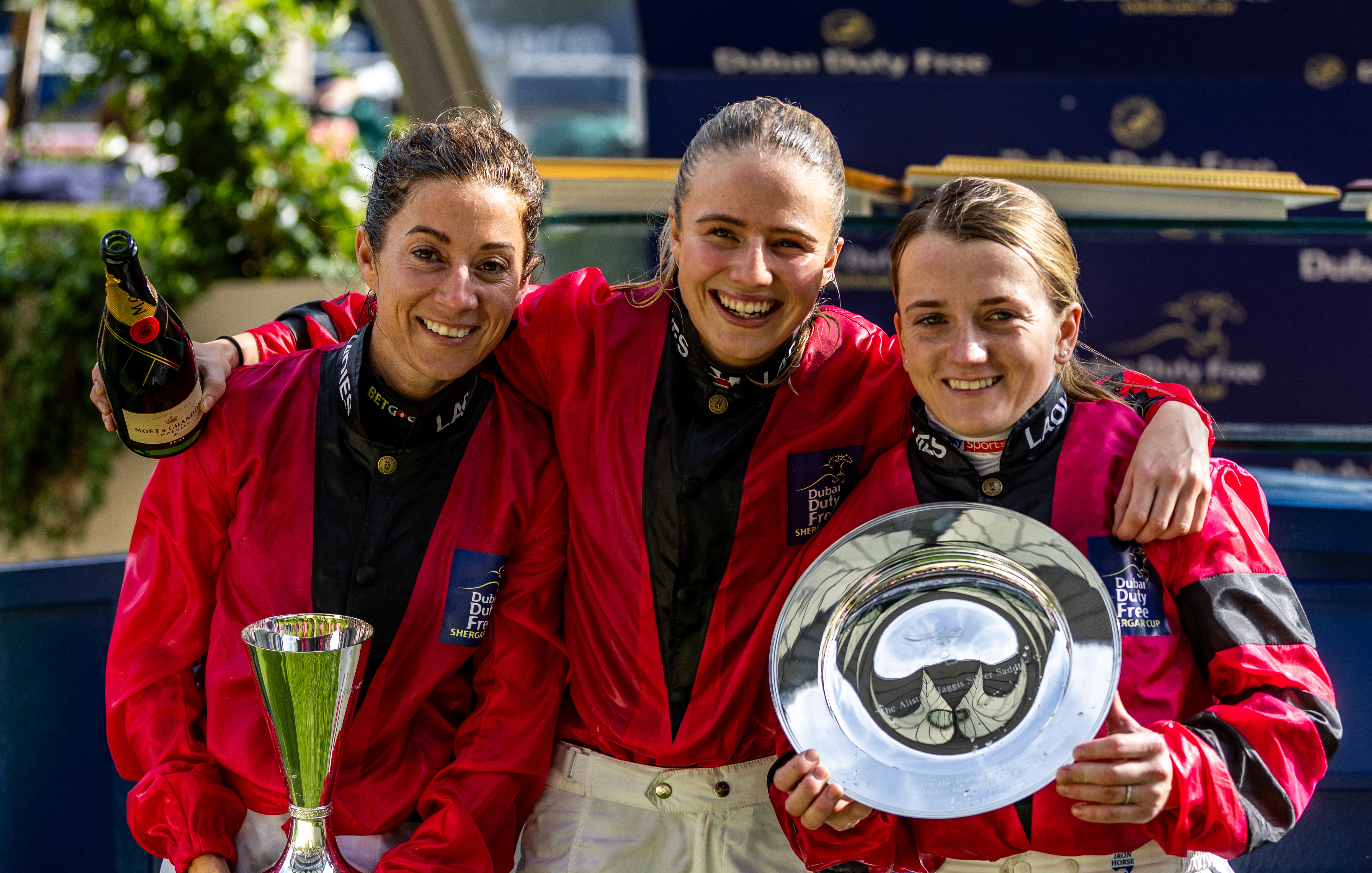 Hayley Turner, Saffie Osborne and Hollie Doyle at the Shergar Cup