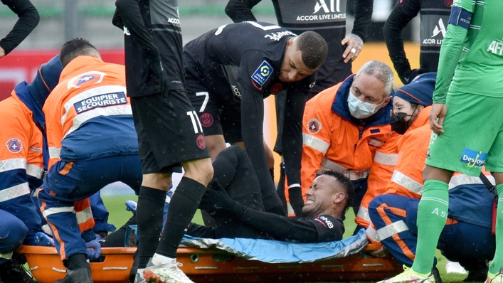 Neymar had to be taken off on a stretcher