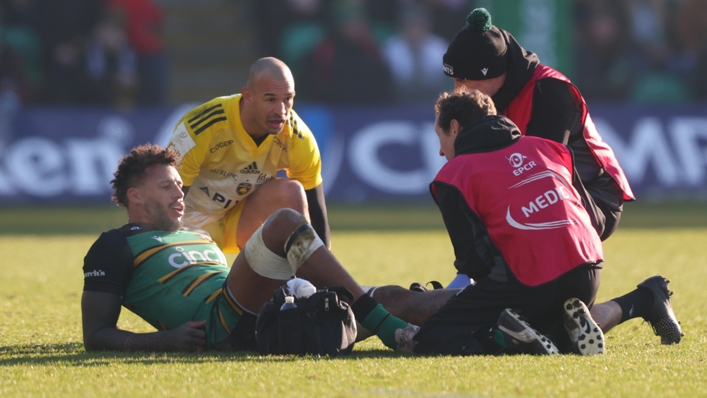 Courtney Lawes sustained a calf injury playing for Northampton Saints