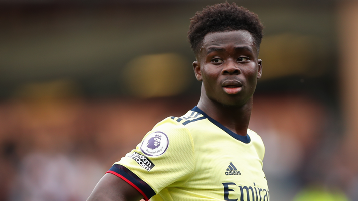 Bukayo Saka of Arsenal during the Premier League match between Burnley and Arsenal at Turf Moor