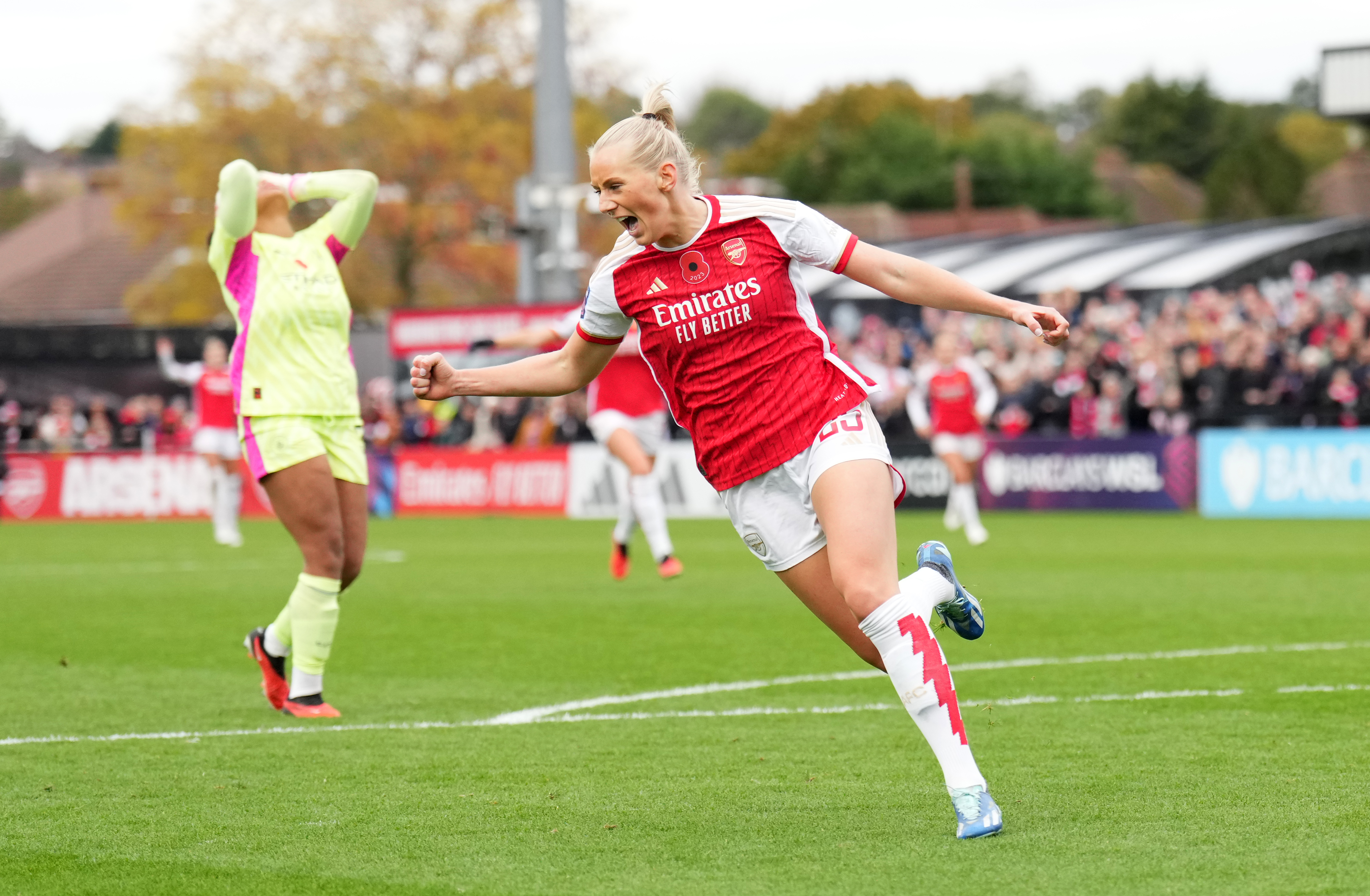 Stina Blackstenius celebrates scoring (John Walton/PA)