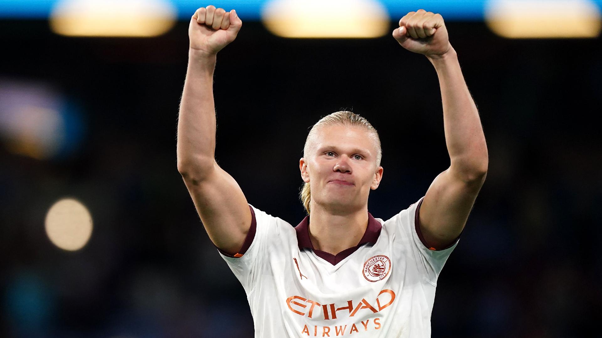 Erling Haaland, pictured, is joined by club colleagues Kevin De Bruyne and John Stones on the six-man shortlist (Mike Egerton/PA)