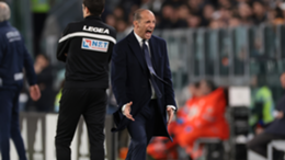 Juventus boss Massimiliano Allegri reacts during the Serie A match between Juventus and Hellas Verona
