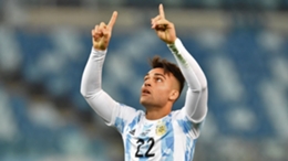Argentina's Lautaro Martinez celebrates scoring