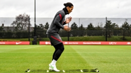 Liverpool defender Virgil van Dijk takes part in training