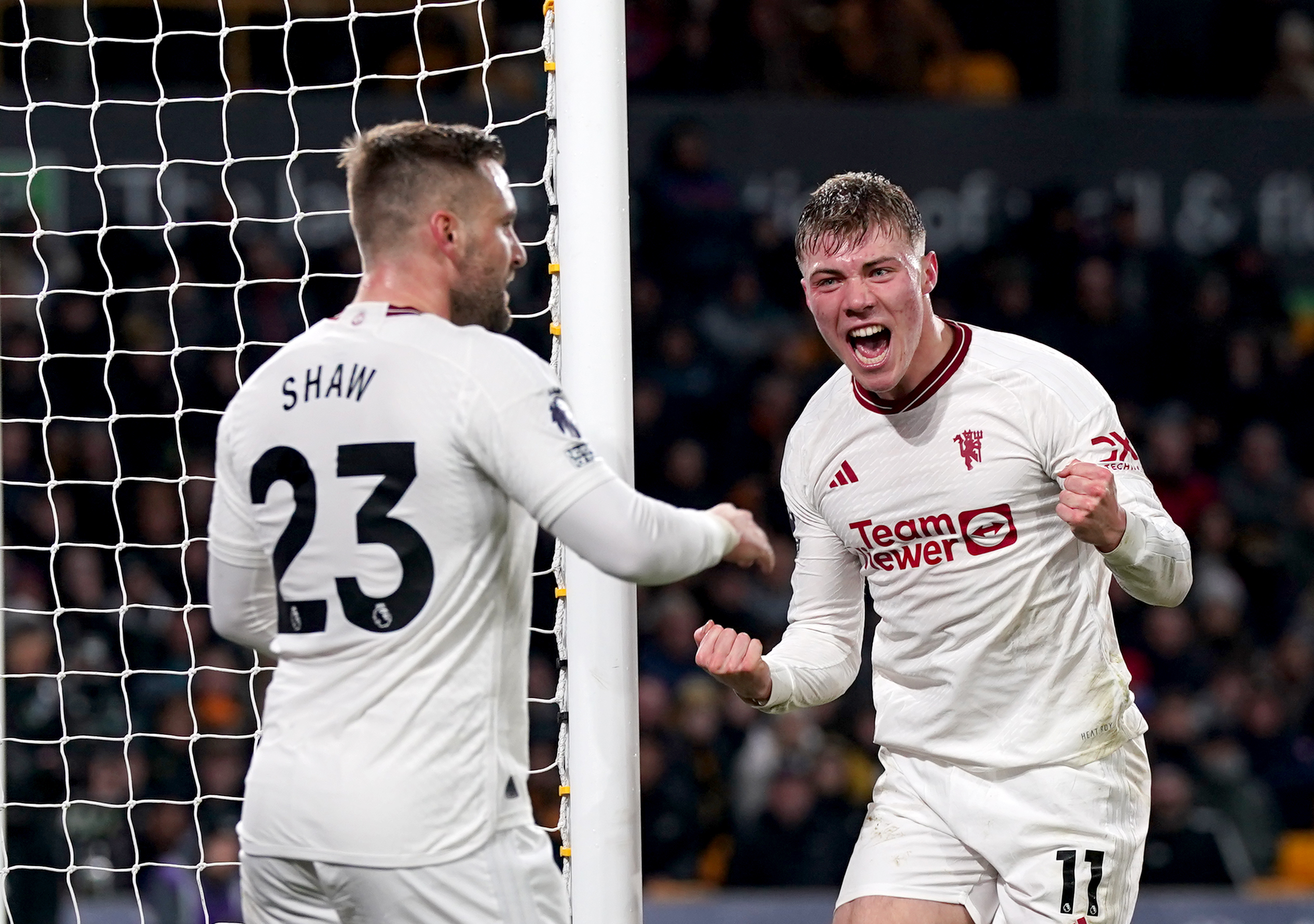 Rasmus Hojlund bundled home his second Premier League goal on Thursday night
