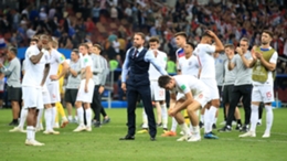 England boss Gareth Southgate consoles defender Harry Maguire after the World Cup semi-final defeat by Croatia (Adam Davy/PA)