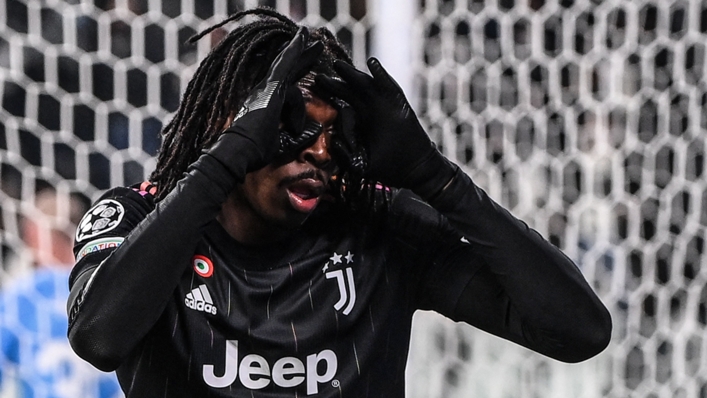 Moise Kean celebrates scoring for Juventus against Malmo.
