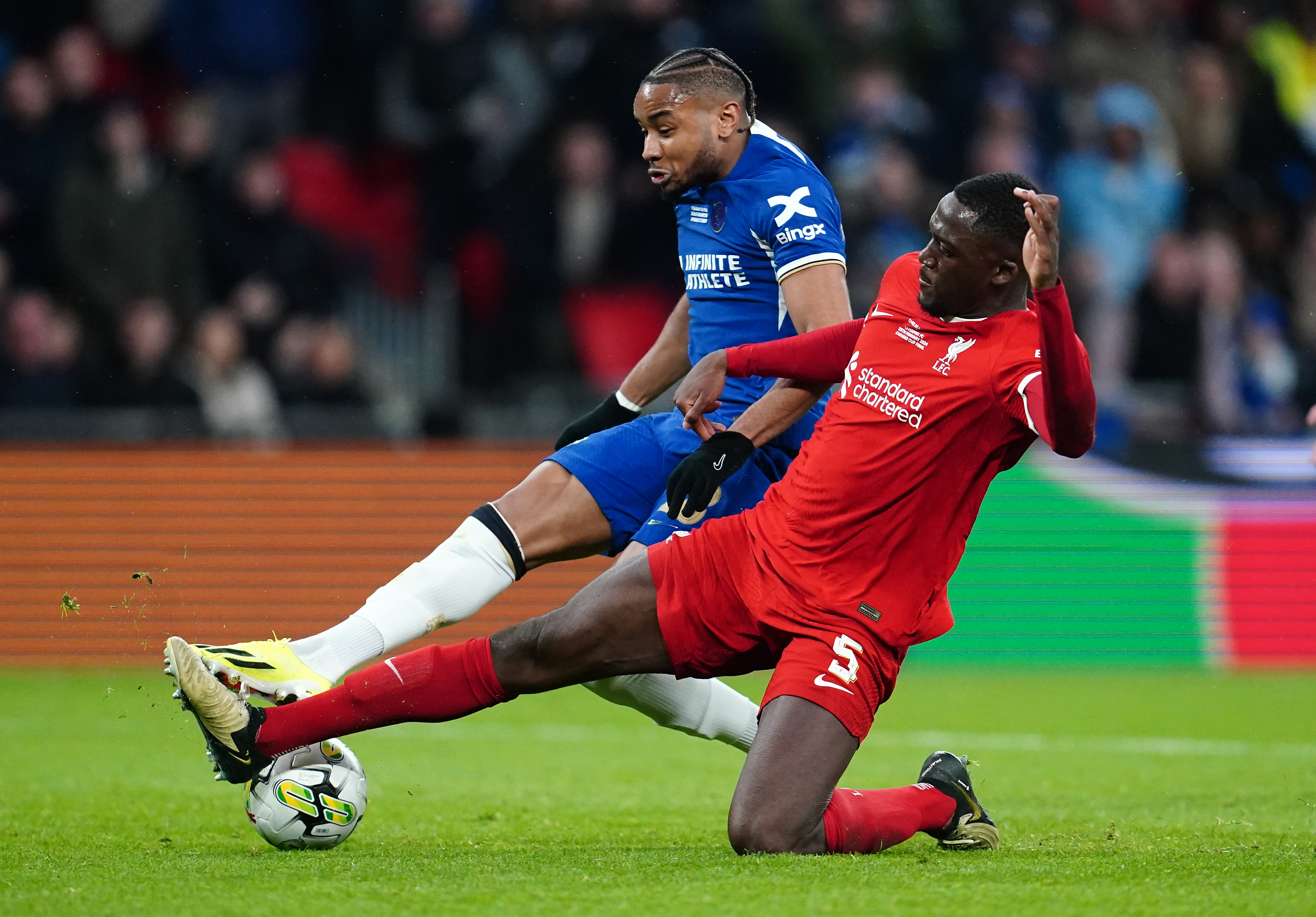 Christopher Nkunku (left) in action for Chelsea