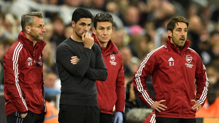 A stunned Mikel Arteta during Arsenal's defeat at Newcastle United