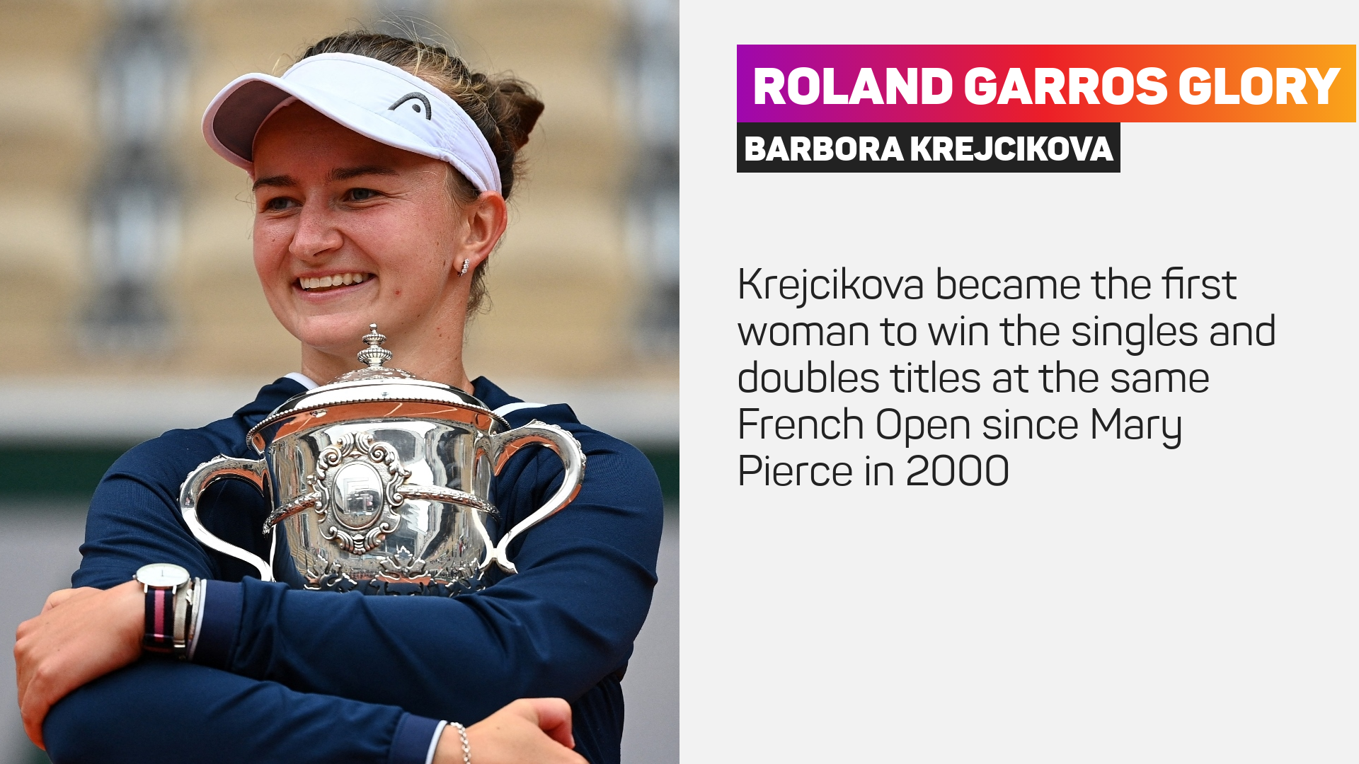 Barbora Krejcikova won singles and doubles at the 2021 French Open