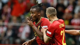 Michy Batshuayi celebrates after scoring against Poland in the Nations League