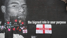 A defaced mural of Marcus Rashford was covered in messages of support