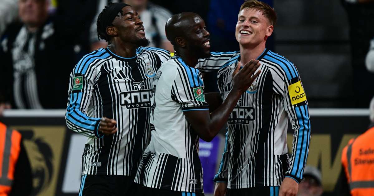 Newcastle's Harvey Barnes celebrates after scoring