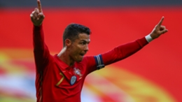 Cristiano Ronaldo celebrates after doubling Portugal's lead overagainst Israel