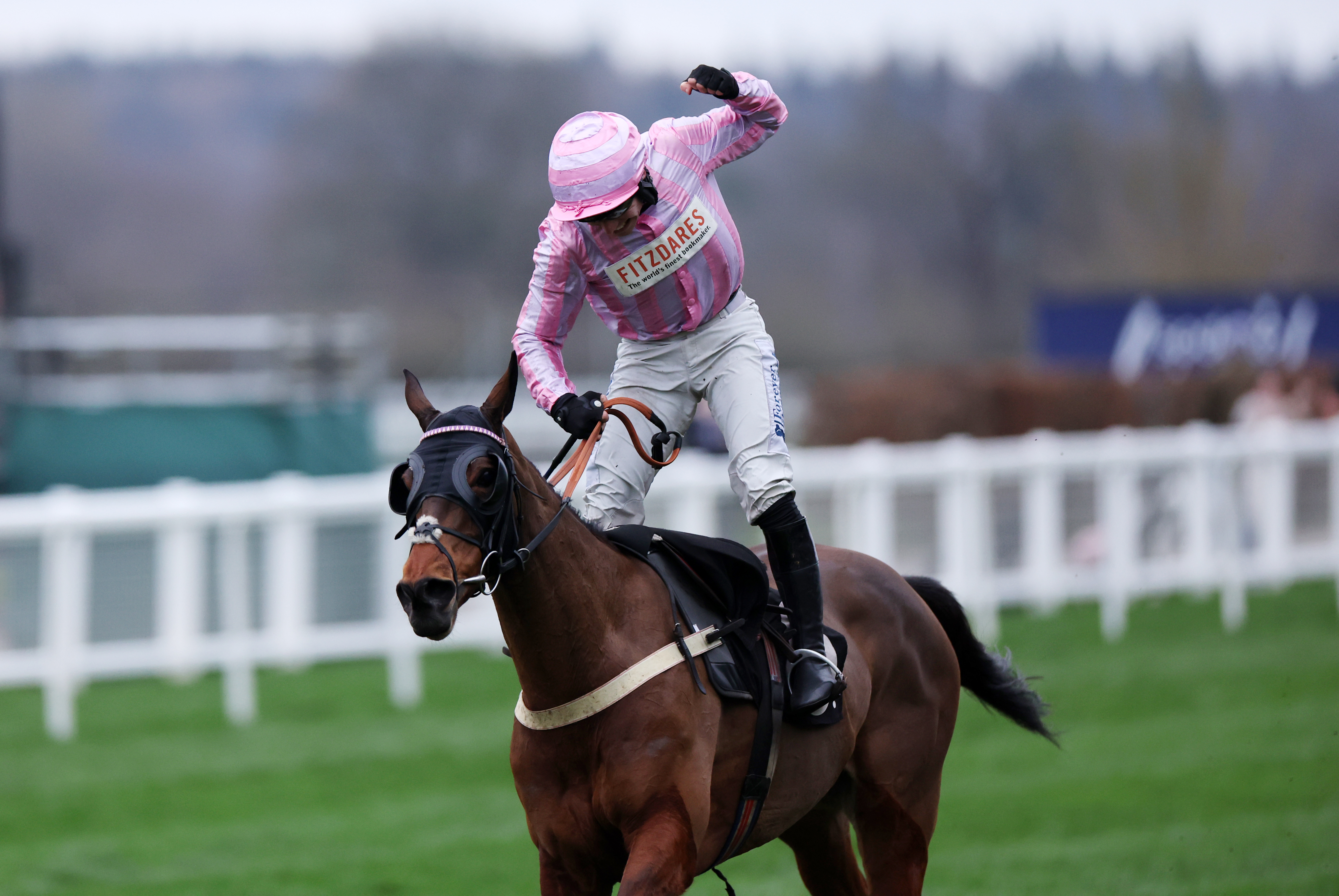 Ben Jones punches the air having completed an Ascot treble