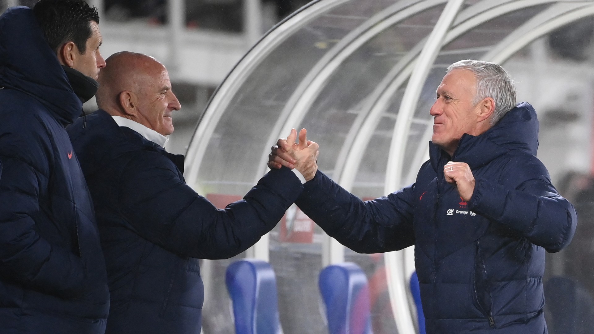 Didier Deschamps celebrates France's win over Finland