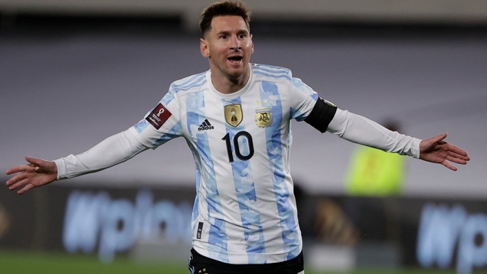 Lionel Messi celebrates against Bolivia