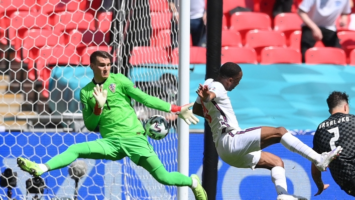Raheem Sterling scored his first major tournament goal for England