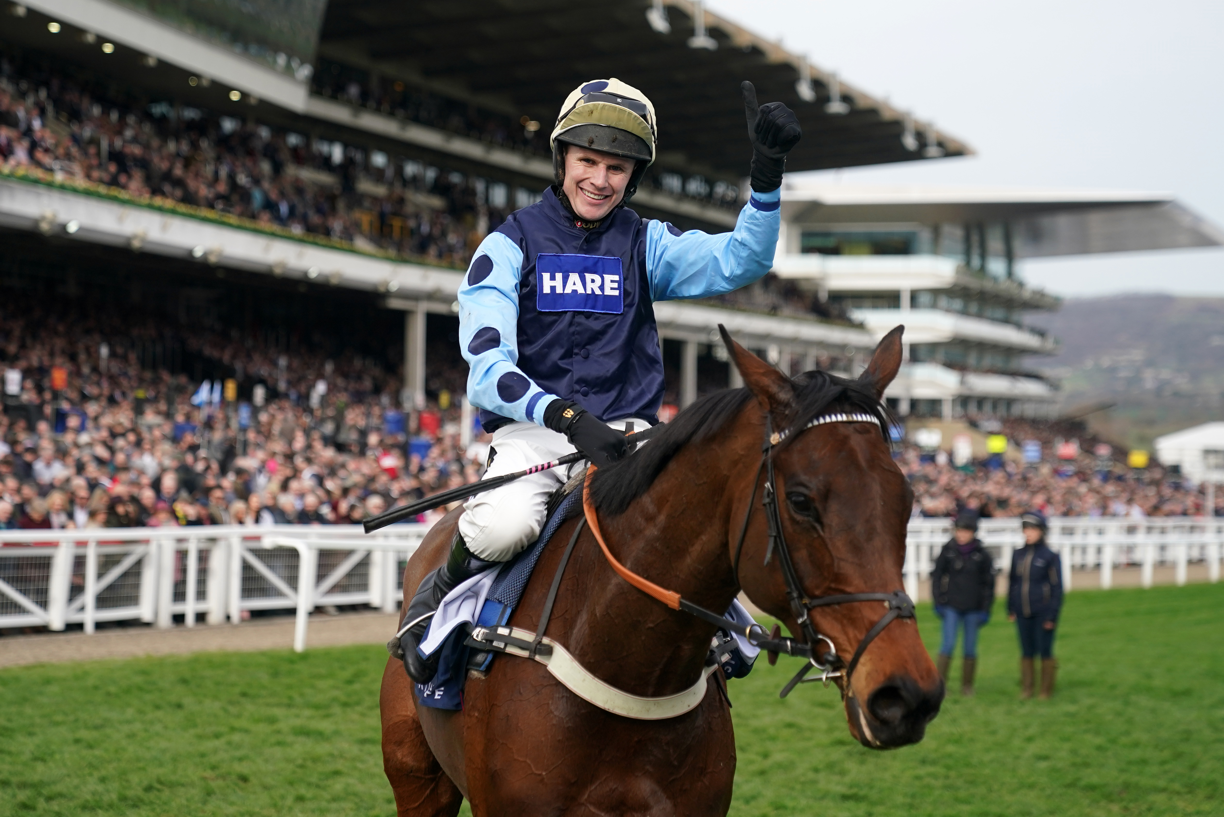 Jockey Tom Cannon after winning the Arkle aboard Edwardstone in 2022