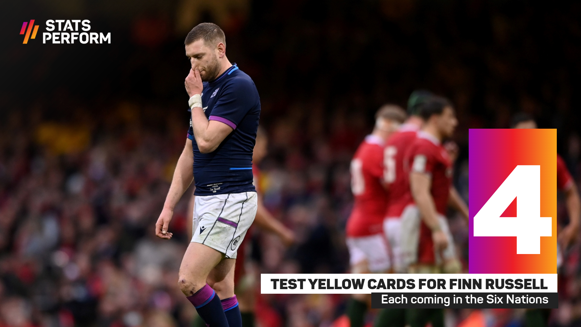 Finn Russell was yellow carded for a fourth time in Scotland colours