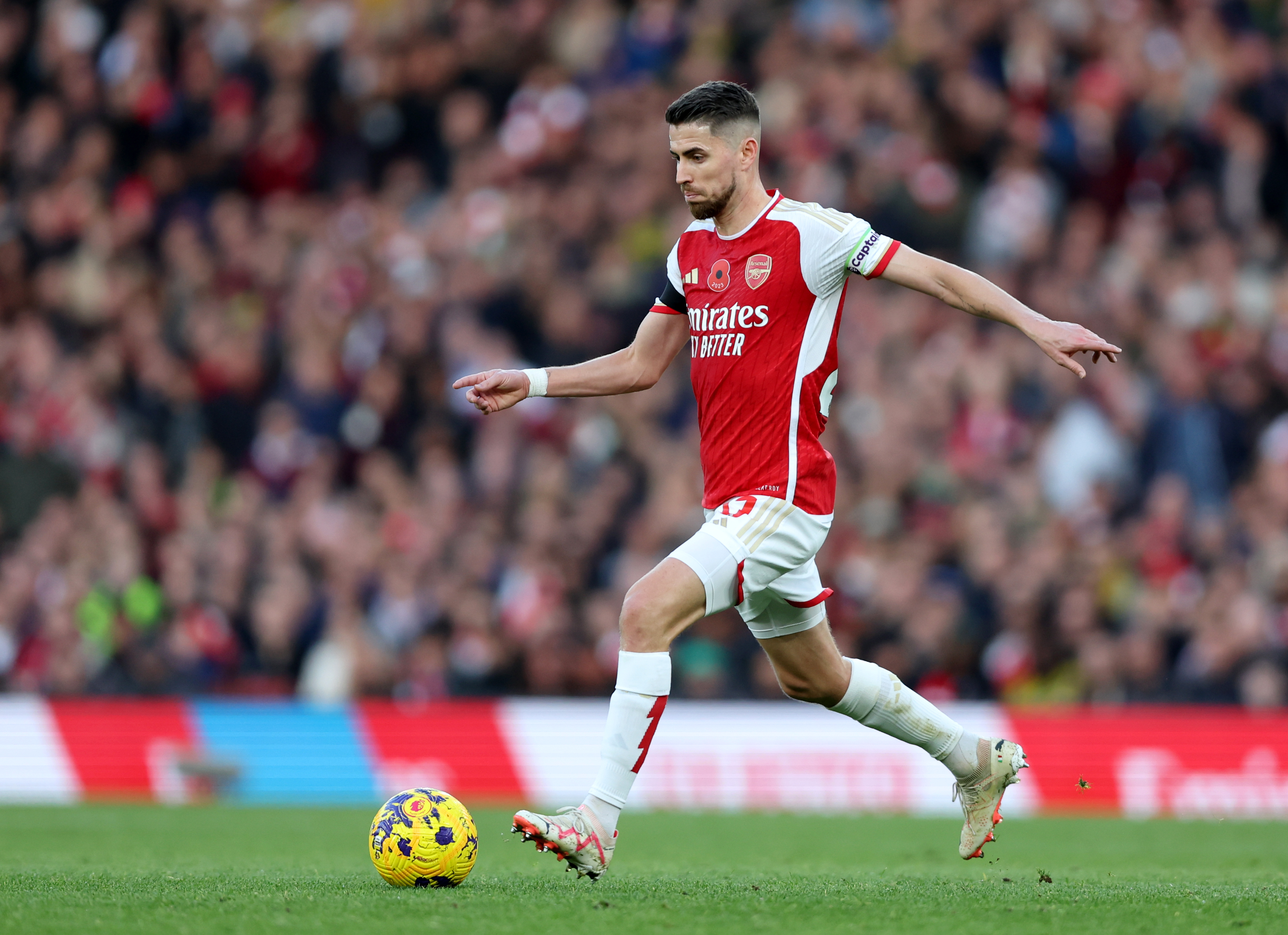 Arsenal’s Jorginho during the Premier League match at the Emirates Stadium