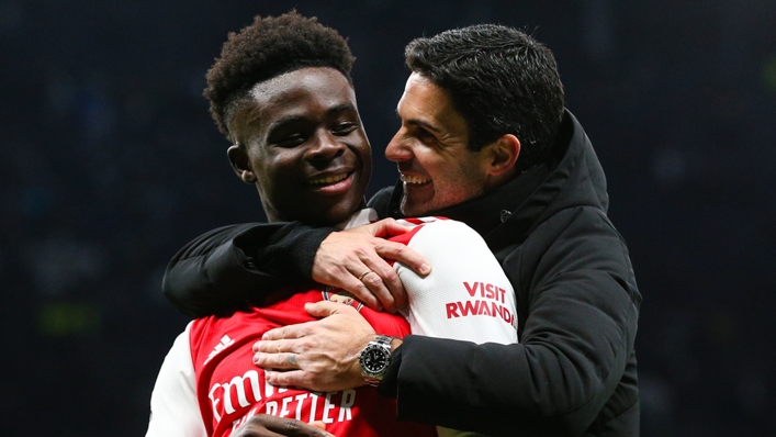 Bukayo Saka and Arsenal boss Mikel Arteta