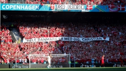 Denmark supporters unfurl a banner for Christian Eriksen