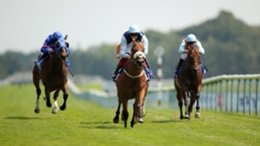 Regional (centre) winning the Achilles Stakes at Haydock (Nigel French/PA)