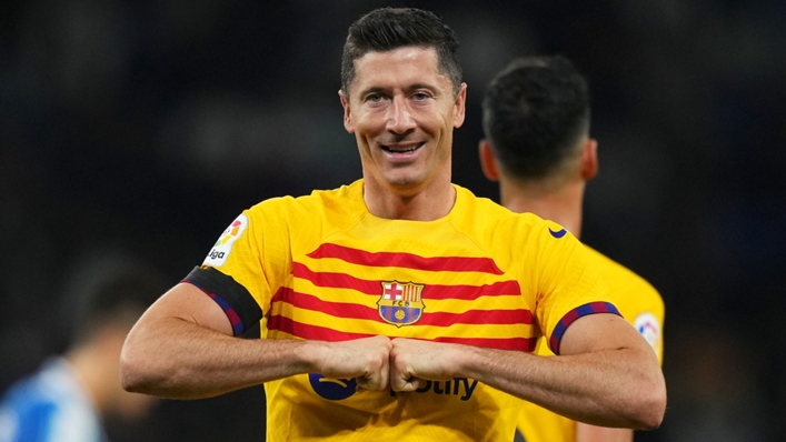 Robert Lewandowski scored two first-half goals to help Barcelona clinch LaLiga glory