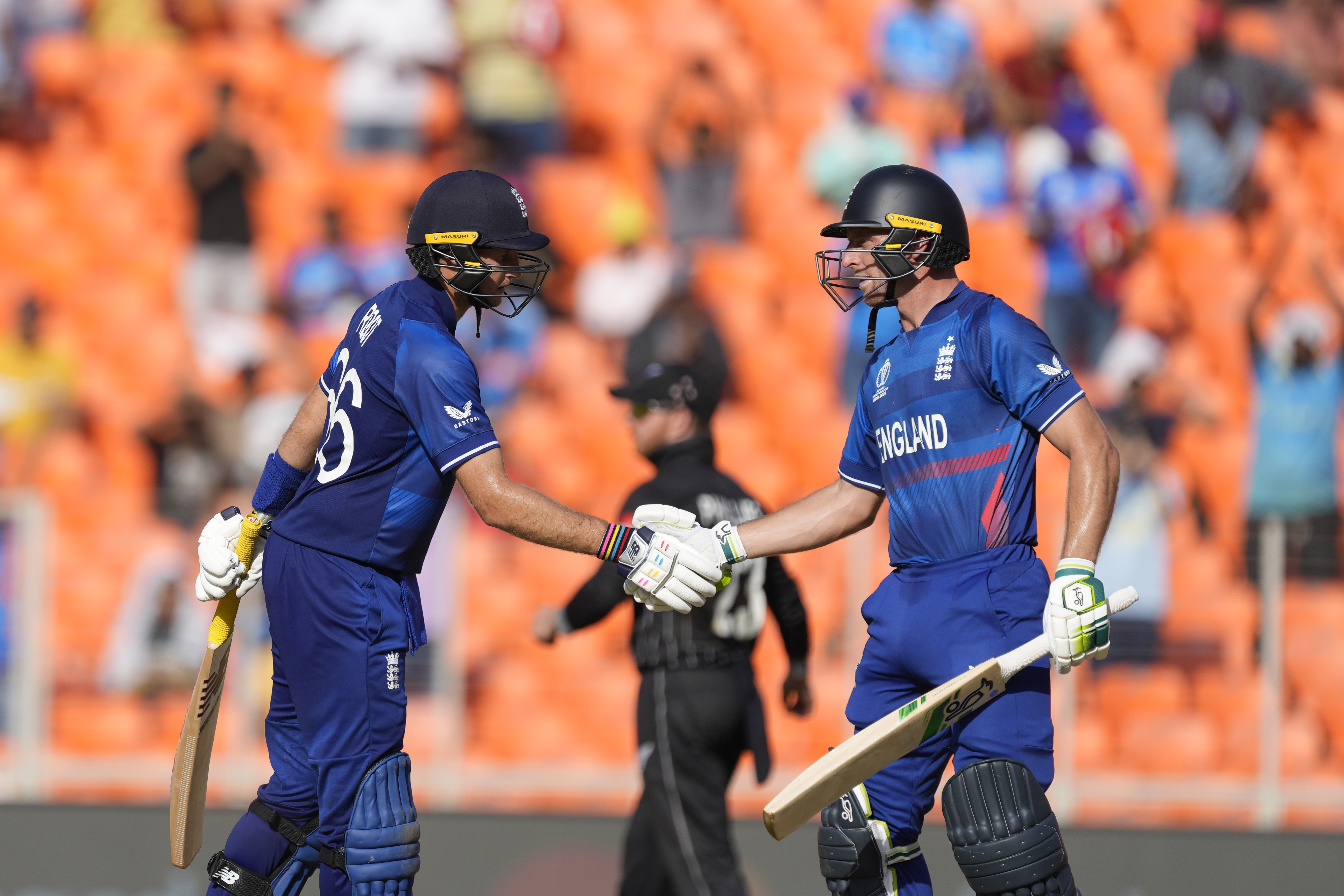 Joe Root, left, top-scored for England