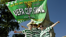 Celtic fans in Seville ahead of the 2003 UEFA Cup final