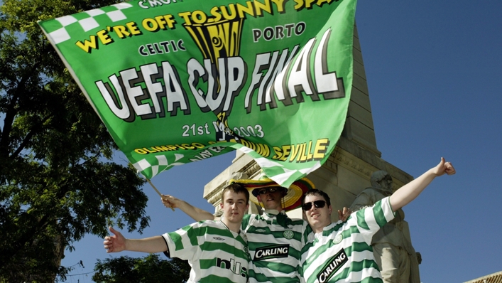 Celtic fans in Seville ahead of the 2003 UEFA Cup final