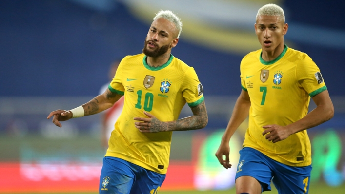 Neymar & Richarlison celebrate a Brazil goal