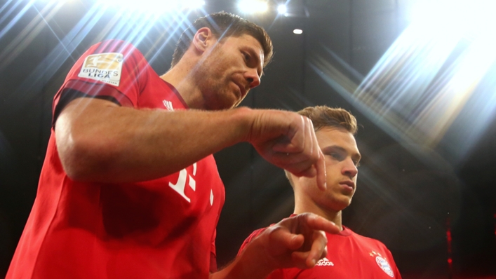 Xabi Alonso (L) and Joshua Kimmich (R) were Bayern Munich team-mates