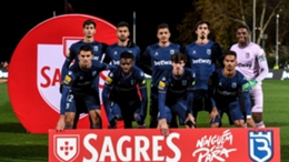 Belenenses SAD's nine-man team before kick-off against Benfica
