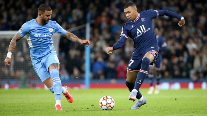 Kyle Walker and Kylian Mbappe faced each other in last season's Champions League