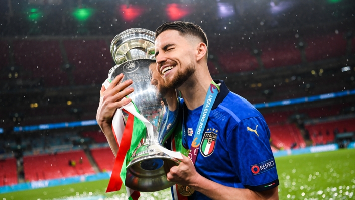 Italy midfielder Jorginho celebrates his side's Euro 2020 success