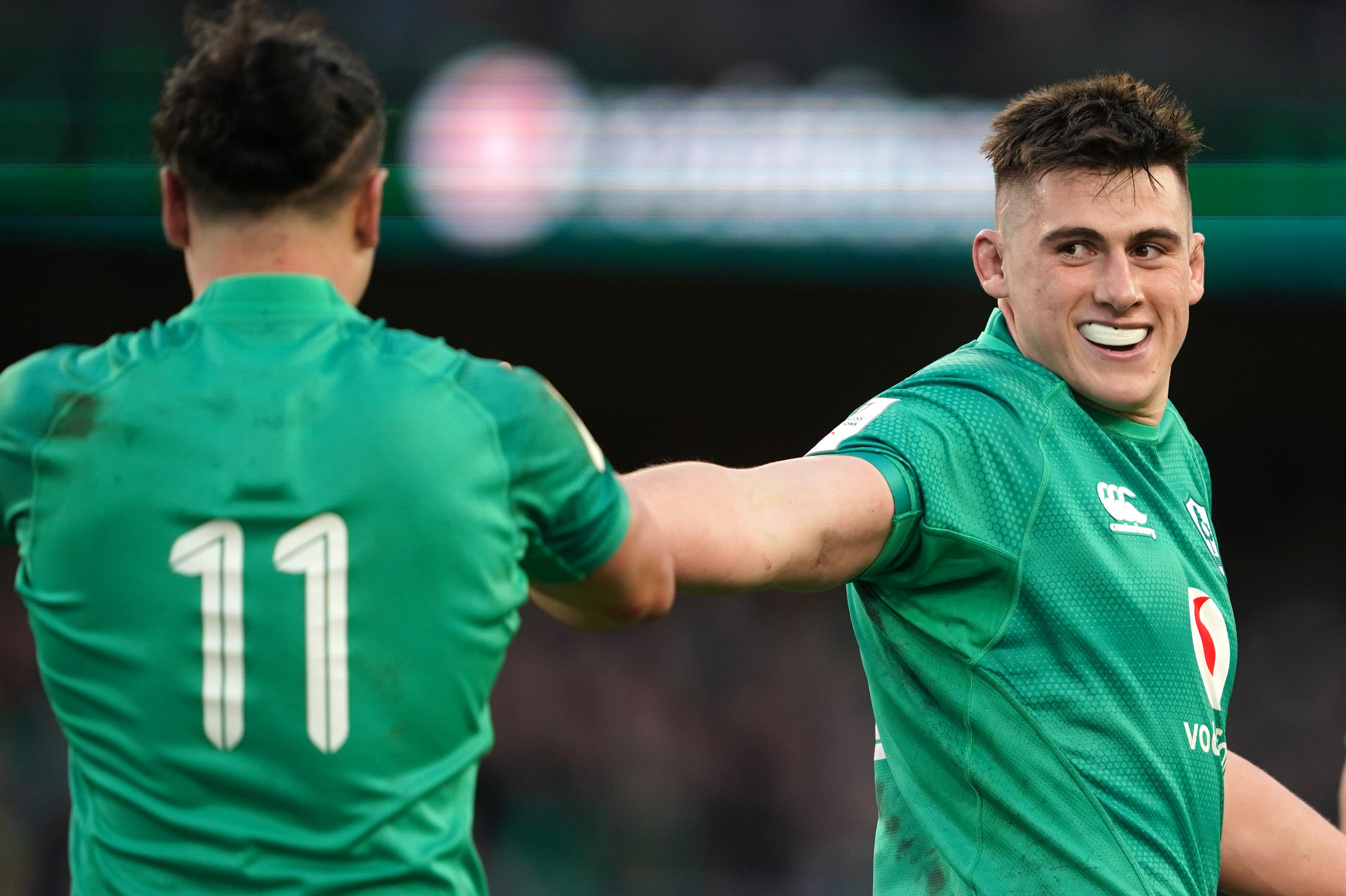 Dan Sheehan, right, sustained a foot injury in last month's win over England
