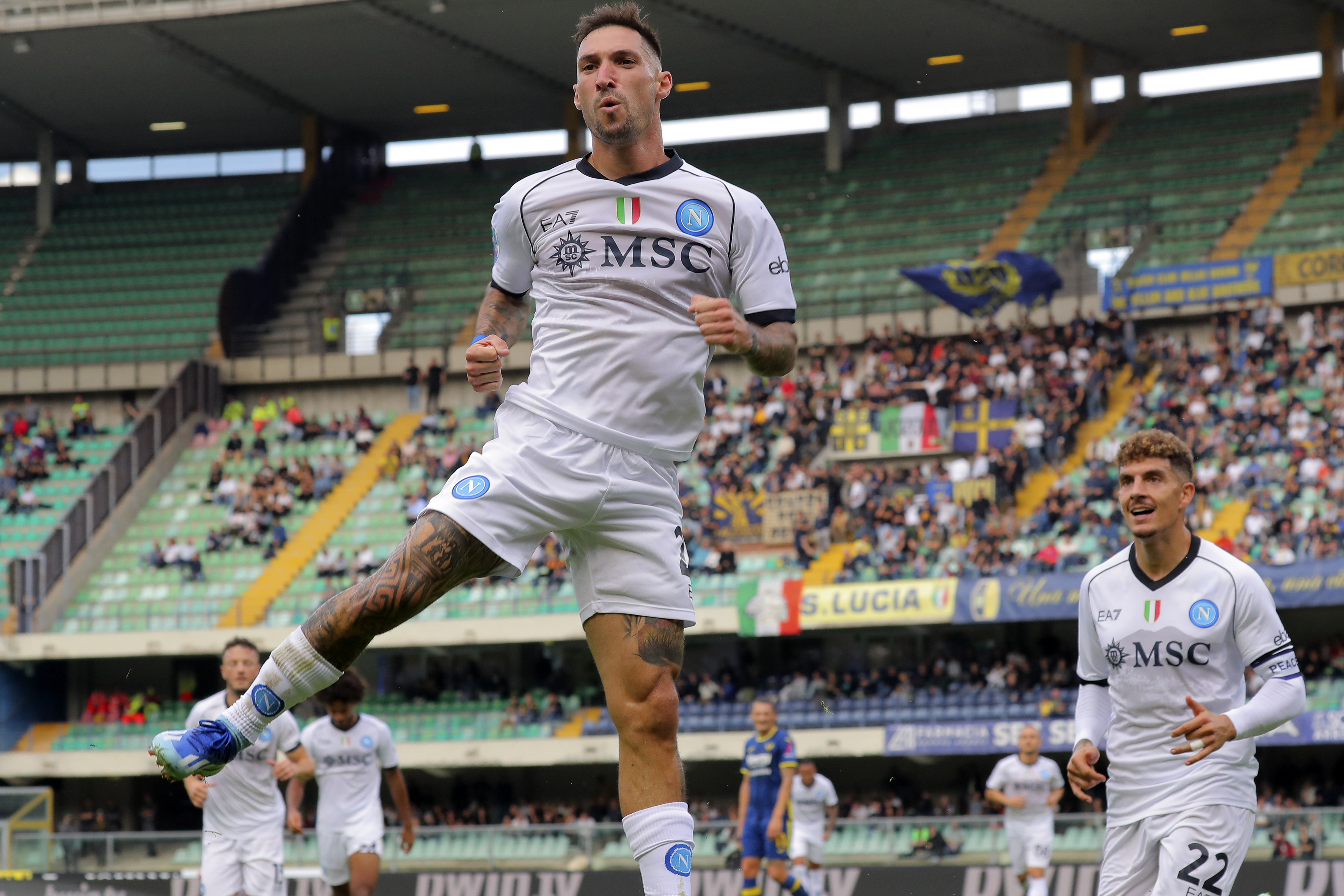 Napoli’s Matteo Politano celebrates