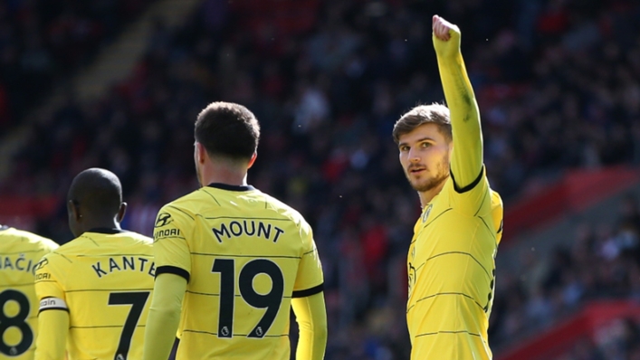 Timo Werner celebrates scoring against Southampton