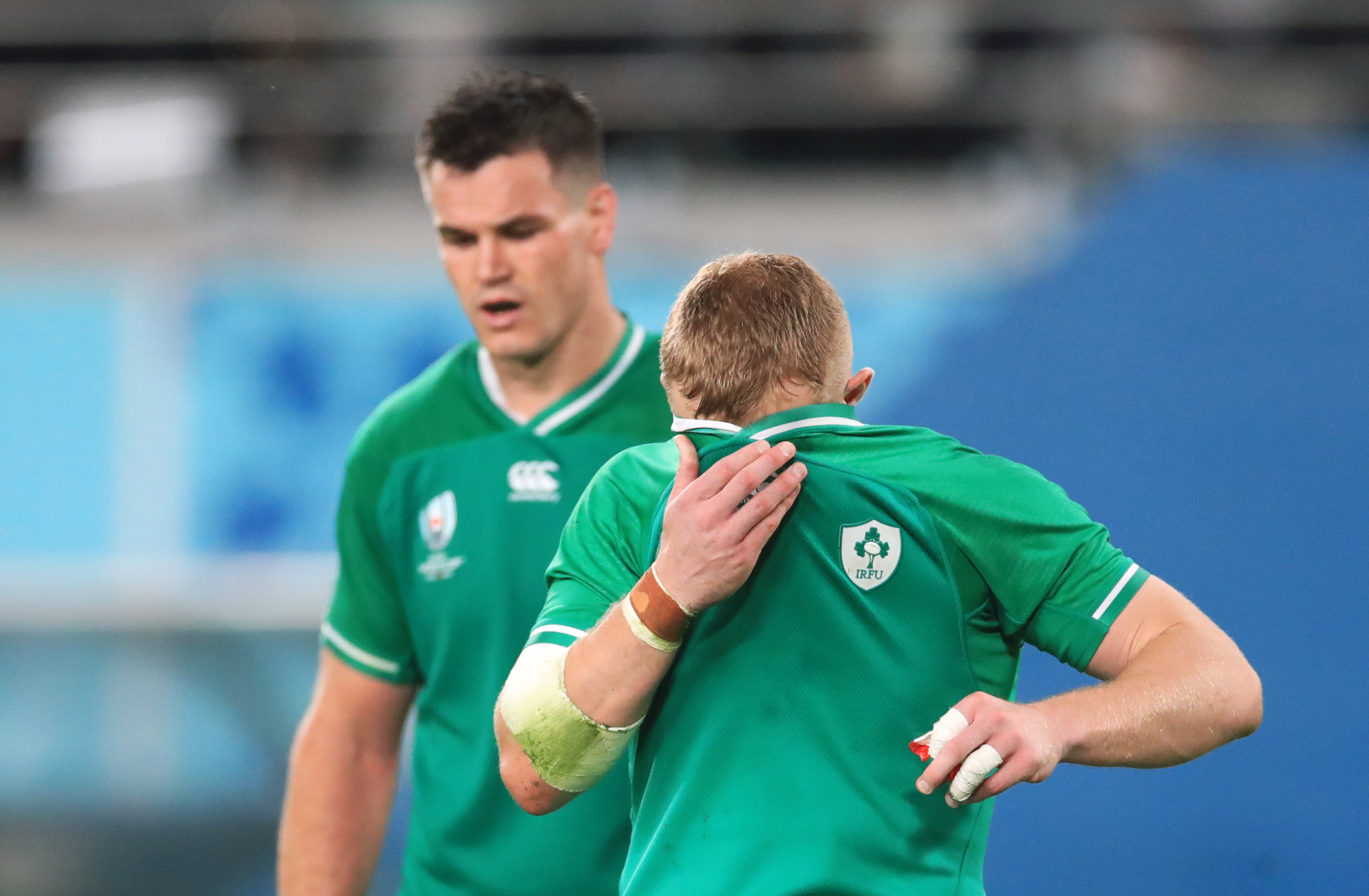 Keith Earls, right, and Ireland captain Johnny Sexton suffered World Cup disappointment against New Zealand four years ago