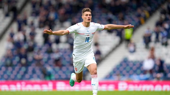 Czech Republic forward Patrik Schick celebrates scoring against Scotland