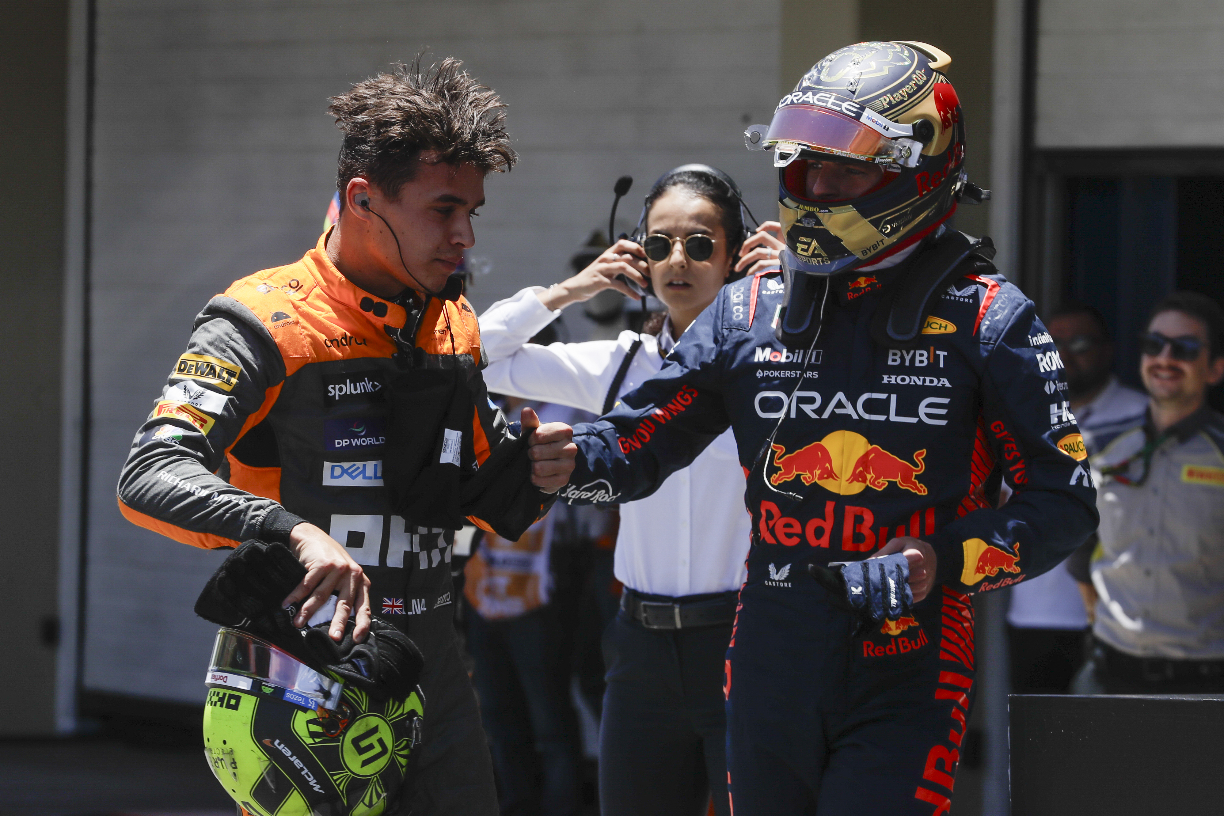 Lando Norris (left) and Max Verstappen